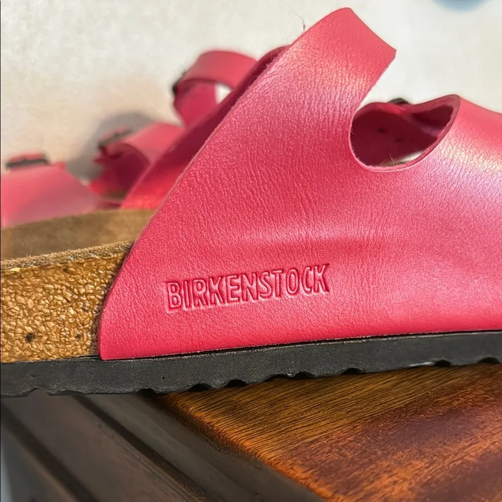 Birkenstock Metallic Pink Florida Triple-Strap Sandals Size 39 - Picture 11 of 12